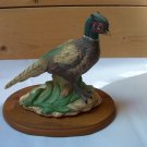 Vintage Figural Pheasant Figurine Wood Base Field Corn