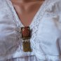 Vintage Goldstone Gold Stone Chain Dangle Tassel Brooch