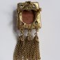 Vintage Goldstone Gold Stone Chain Dangle Tassel Brooch