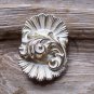 Vintage Floral Flower Repousse Clip Earrings White & Gold Tone