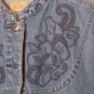 Vintage 80s Wrangler Ladies Western Blouse Shirt Cowgirl Horse Rose Flower Denim Large