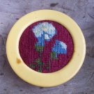 Vintage Celluloid Sewing Pin Cushion Needlepoint Top