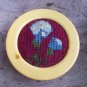 Vintage Celluloid Sewing Pin Cushion Needlepoint Top