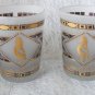 Vintage Garden of the Gods Southwestern Frosted Kokopelli Gold Leaf Glass Pair