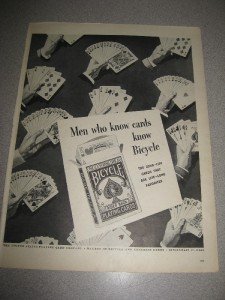 1940's Ad Bicycle Playing Cards 10.5"x14"