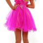 Fuchsia Prom Dress Strapless Tulle Skirt Satin Rose Waist Above Knee