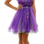 Fuchsia Prom Dress Strapless Tulle Skirt Satin Rose Waist Above Knee