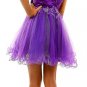 Fuchsia Prom Dress Strapless Tulle Skirt Satin Rose Waist Above Knee