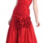 #1215cdy--Red Strapless Long Taffeta Pageant Evening Military Ball Formal Gown in 6 Colors