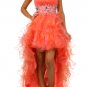 #501jul--Strapless Beaded Hi-Low Prom Dress in Coral - XS to 2XL - 3 Colors