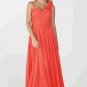 Coral Strap Chiffon Long Formal Dress And One Shoulder Adorned With Flowers