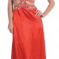 Red Pageant Dress Chiffon Full Length Long Beaded Halter Prom Gown