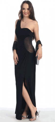 Black One Shoulder Formal Lace Dress (Size XS to 3XL- 6 Colors Available) #1843EUR