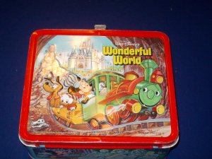1980 ALLADIN - METAL - WALT DISNEY'S WONDERFUL WORLD/WORLD ON ICE - LUNCHBOX & THERMOS EXCELLENT