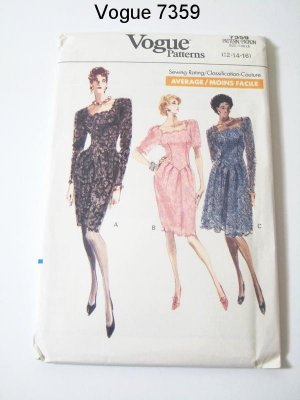 Vintage Vogue 7359 Misses Lace Dress - Sz 12/14/16