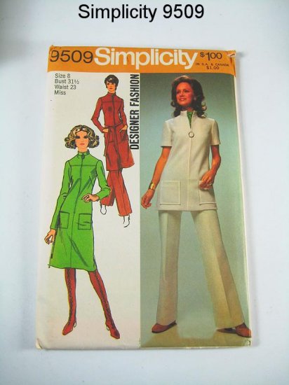 Vintage Simplicity 9509 Misses' Dress or Tunic and Pants - Sz 8