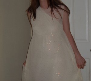 Ivory White dress-with sheer sequined overdress