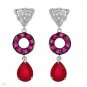 10K White gold Diamond Ruby earrings