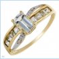 Genuine Aquamarines & Diamonds in Yellow Gold Ring Size 7