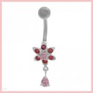Passionate Pink Flower Navel ring