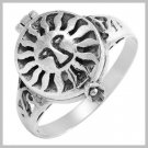 Sterling Silver Poison Ring with Lions face and Sun Design Size 5.5