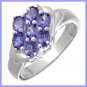 1.20ctw Genuine Tanzanite Cluster Ring - 925 Sterling Silver (Size 7)