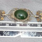 Metal Lace Bracelet Green Cabochon Center