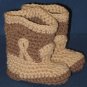 CROCHET COWBOY COWGIRL WESTERN BABY BOOTIES BOOTS BROWN