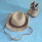 CROCHET COWBOY COWGIRL HAT & BOOTIES SET FOR BABY