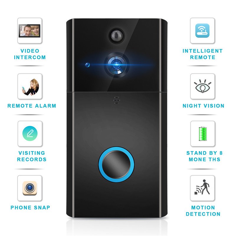 Smart Video Doorbell Sensor - night vision, two-way audio, hd video, 2x18650 battery