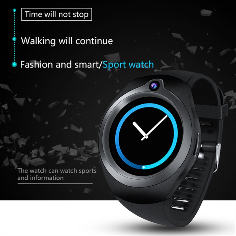 Android Smart Watch Phone- 5M Camera, Quad Core, GPS, Bluetooth, WiFi, 3G, 1.3 Inch Screen (Black)