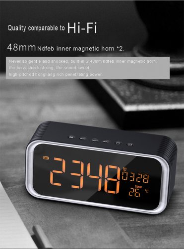 Multi-function Digital Display Bluetooth 4.2 Speaker - Night Light, Alarm Clock, Temperature
