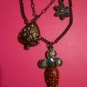 NWT Betsey Johnson necklace w rhinestone carrot acorn and flower
