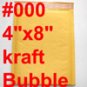 10000 pcs #000 4x8 Kraft Bubble Mailers