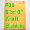 250 pcs #00 5x10 Kraft Bubble Mailers Self Sealing
