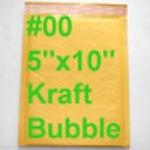 500 pcs #00 5x10 Kraft Bubble Mailers Self Sealing