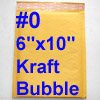 500pcs - #0 6"x10" Self-Sealing Kraft Bubble Mailer Padded Mailer New