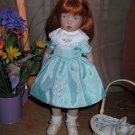 Aqua Embrouderied collar Dress for Ann Estelle, Bitty Bethany