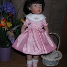 rose taffeta dress with Embroideried collar