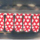 White Hearts on Red - 100% Dry Nail Polish Appiques / Sticker / Shield / Patch / Decal