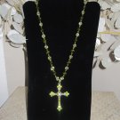 Beaded Cross Necklace - Green