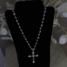 Beaded Cross Necklace - White
