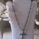 Beaded Cross Necklace - Amber & Tourquoise