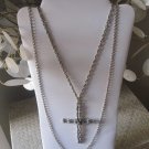 Two Tier Silver Cross Necklace