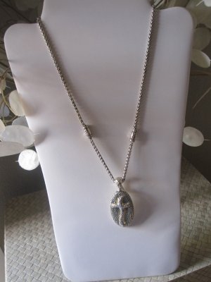 Oval Silver Cross Necklace