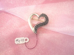 Silver Beaded Heart Pin