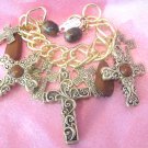 Gold Chain Link Cross Charm Bracelet