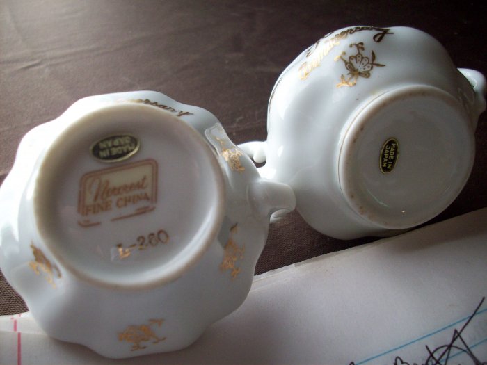 Norcrest Vintage 50th Anniversary Fine China Creamer & Sugar Bowl