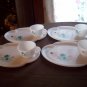 Set of 4 White Glass Tray w/Cup