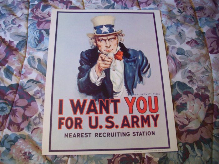 Vintage I Want You For U.S. Army Recruiting Poster 1968